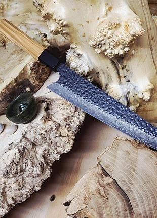 Шеф-ніж kiritsuke gyuto 205 мм з дамаської сталі vg10 (67 шарів) з рукояттю з оливкового дерева