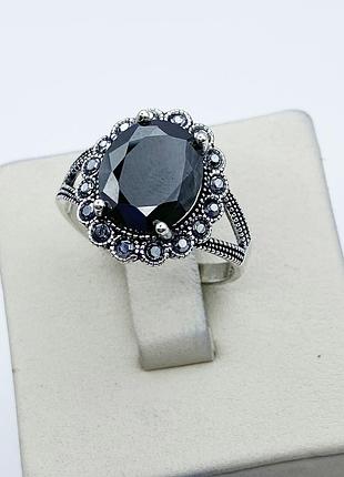Кольцо серебряное с агатом и марказитом 19,5 4,9 г