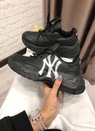 New york yankees black, шикарні чорні жіночі кросівки янкі