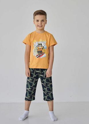 Подростковый комплект с шортами на мальчика tom john - мишка на серфе - family look папа/сын 89900 10-11,