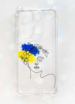 Чехол с утолщёнными углами на xiaomi redmi note 13 pro 4g :: украинка арт (принт 3)