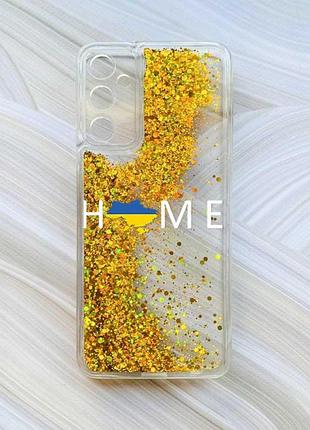 Чохол з плаваючими блискітками на samsung galaxy a34 5g (a346) золотий :: дім україна (принт 73)