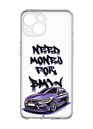 Прозрачный чехол с защитой камер на iphone 15 :: хочу бмв (принт 386)
