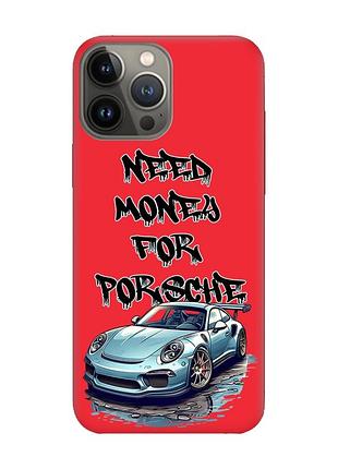 Матовый красный чехол на apple iphone 13 pro :: хочу порше (принт 385)