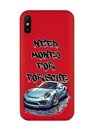 Матовый красный чехол на xiaomi redmi 9a :: хочу порше (принт 385)