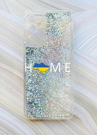 Чохол з плаваючими блискітками на samsung galaxy a35 (a356) сріблястий :: дім україна (принт 73)