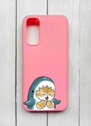 Матовый чехол на samsung galaxy a14 5g розовый :: котёнок акула (принт 376)