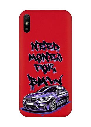 Матовый красный чехол на xiaomi redmi 9a :: хочу бмв (принт 386)