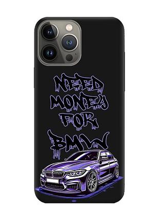 Матовий чорний чохол на apple iphone 13 pro :: хочу бмв (принт 386)