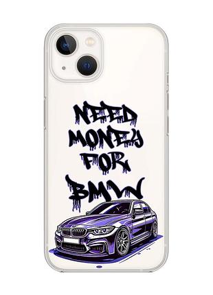 Прозрачный чехол с защитой камеры на iphone 14 plus :: хочу бмв (принт 386)