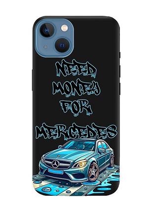 Матовый черный чехол на apple iphone 13 :: хочу мерседес (принт 387)