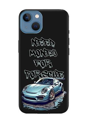 Матовый черный чехол на apple iphone 13 :: хочу порше (принт 385)