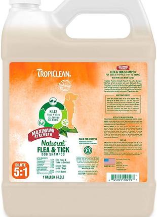 Шампунь від бліх і кліщів, для собак tropiclean flea & tick "максимальна сила" (разлив) 200 мл