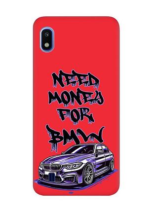 Матовый красный чехол на samsung galaxy а10 (2019) а105 :: хочу бмв (принт 386)