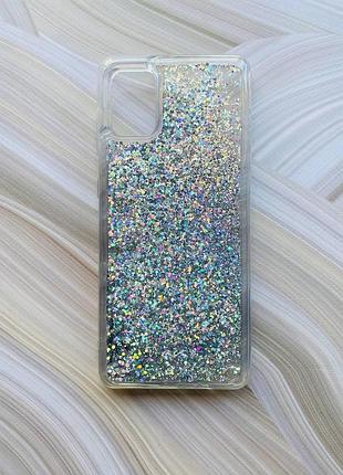 Чехол с плавающими блестками на samsung galaxy a31 серебристый