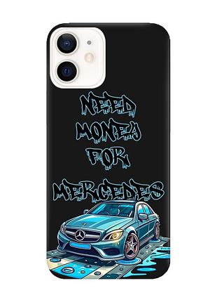 Матовый черный чехол на apple iphone 12 / 12 pro (6.1) :: хочу мерседес (принт 387)