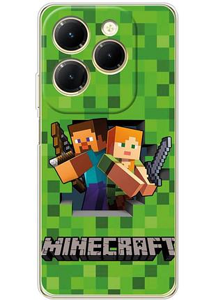 Чехол силиконовый с картинкой на infinix hot 40 pro (майнкрафт, minecraft)