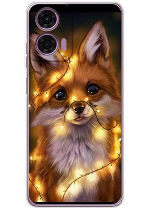 Чехол силиконовый с картинкой на motorola g04 (новогодний, лисичка)