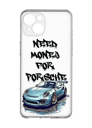 Прозрачный чехол с защитой камер на iphone 15 :: хочу порше (принт 385)