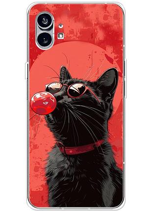 Чехол силиконовый с картинкой на nothing phone (1) (стильный котик)
