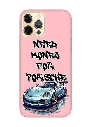 Матовый розовый чехол на apple iphone 12 pro max :: хочу порше (принт 385)
