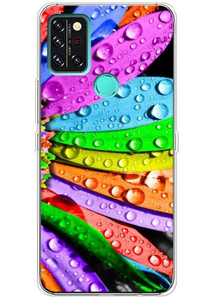 Чехол силиконовый с картинкой на umidigi a9 pro (цветные листья)