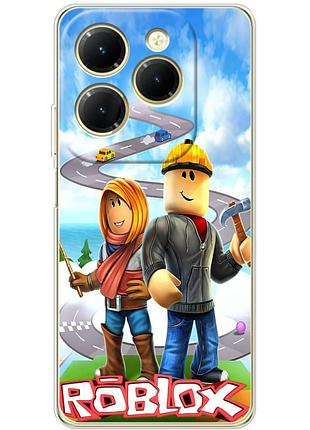 Чехол силиконовый с картинкой на infinix hot 40 pro (роблокс, roblox)