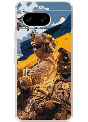 Чехол силиконовый с картинкой на google pixel 8a (патриотический, воины всу)