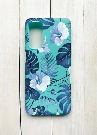 Матовий чохол на samsung galaxy m54 бірюзовий :: тропіки (принт 373)