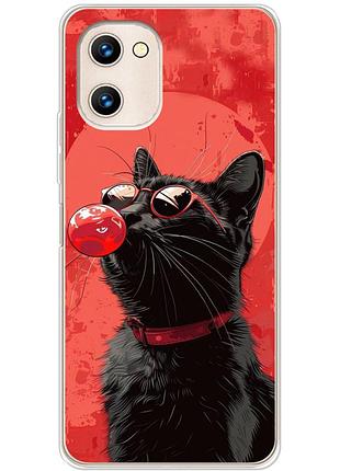 Чехол силиконовый с картинкой на umidigi g1 (стильный котик)