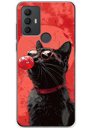 Чехол силиконовый с картинкой на tcl 306 (стильный котик)