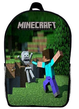 Рюкзак майнкрафт minecraft (school gear bag м014) черный, 39 х 27 х 14 см