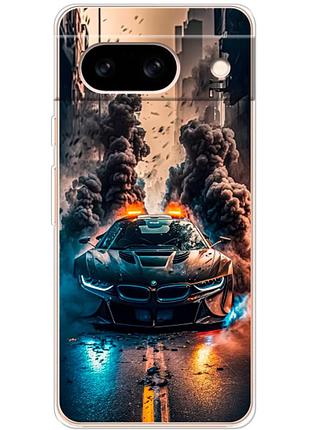 Чехол силиконовый с картинкой на google pixel 8a (машина bmw i8)