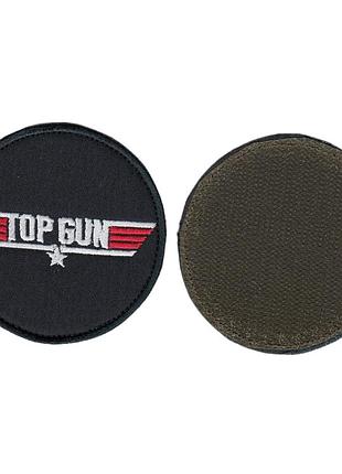 Шеврон военный / армейский, top gun , на липучке, на черном, всу диаметр 8 см