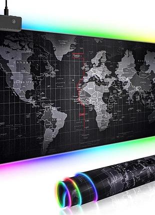 Великий геймерський rgb килимок (ігрова поверхня) з підсвічуванням для миші 900 x 400 x 3 мм