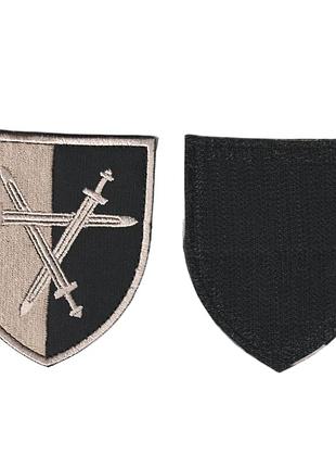 Шеврон військовий / армійський,32 окрема механізована бригада , на липучці, на чорному, зсу. 8 см * 7 см