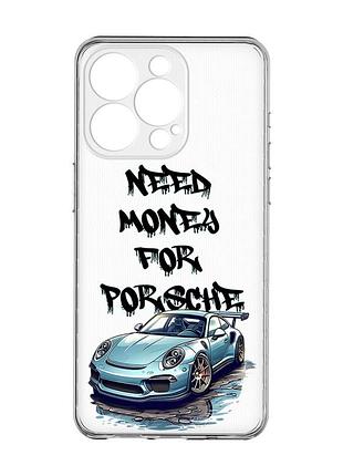 Прозрачный чехол с защитой камеры на iphone 15 pro max :: хочу порше (принт 385)