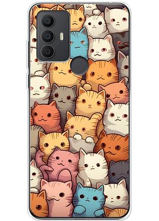 Чехол силиконовый с картинкой на tcl 30e (котики)