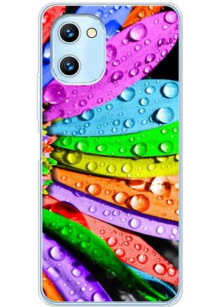Чехол силиконовый с картинкой на umidigi c1 max (цветные листья)