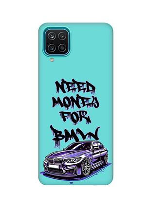 Матовый бирюзовый чехол для samsung galaxy a12 :: хочу бмв (принт 386)