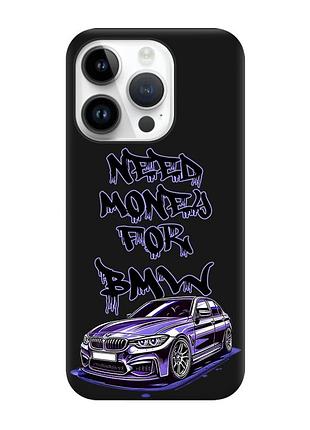 Матовий чорний чохол на apple iphone 14 pro :: хочу бмв (принт 386)