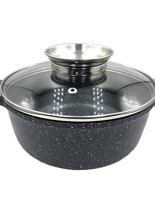 Казан мрамор/черный unique un-5277 7л, 28см