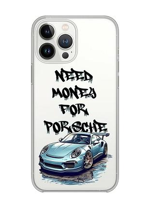 Прозорий чохол із захистом камери на iphone 14 pro :: хочу порше (принт 385)