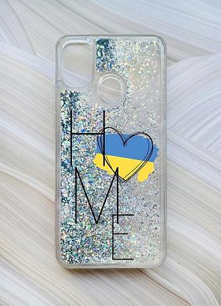 Чехол с плавающими блестками на samsung galaxy m30s/m21 серебристый :: дом украина (принт 353)