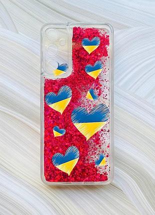 Чехол с плавающими блестками на samsung a15 (a155) / m15 розовый :: сердечка. украина (принт 258)