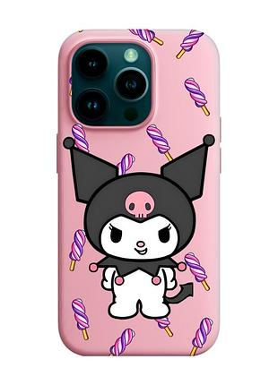 Матовый розовый чехол на apple iphone 14 pro куроми (принт 390)