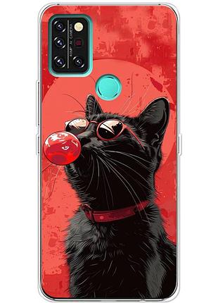 Чехол силиконовый с картинкой на umidigi a9 pro (стильный котик)