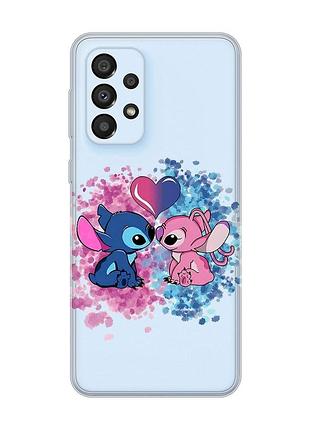 Прозрачный чехол на samsung galaxy a33 5g стич и ангел (принт 391)
