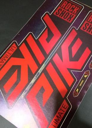 Матовые красные наклейки на вилку перья рокшок рок шок rock shox велосипеда пайк pike плівка золотий металлик