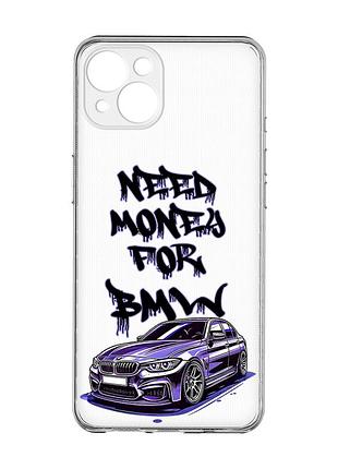 Прозрачный чехол с защитой камер на iphone 15 plus :: хочу бмв (принт 386)